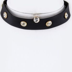 Black Crystal Studs Choker & Earrings NWT